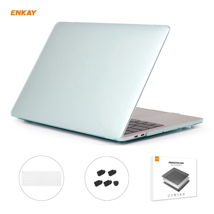 ENKAY 3 in 1 Crystal Laptop Protective Case + EU Version TPU Keyboard Film + Anti-dust Plugs Set for MacBook Pro 13.3 inch A1706 / A1989 / A2159 (with Touch Bar)(Green) - MacBook Pro Cases by ENKAY | Online Shopping South Africa | PMC Jewellery | Buy Now Pay Later Mobicred