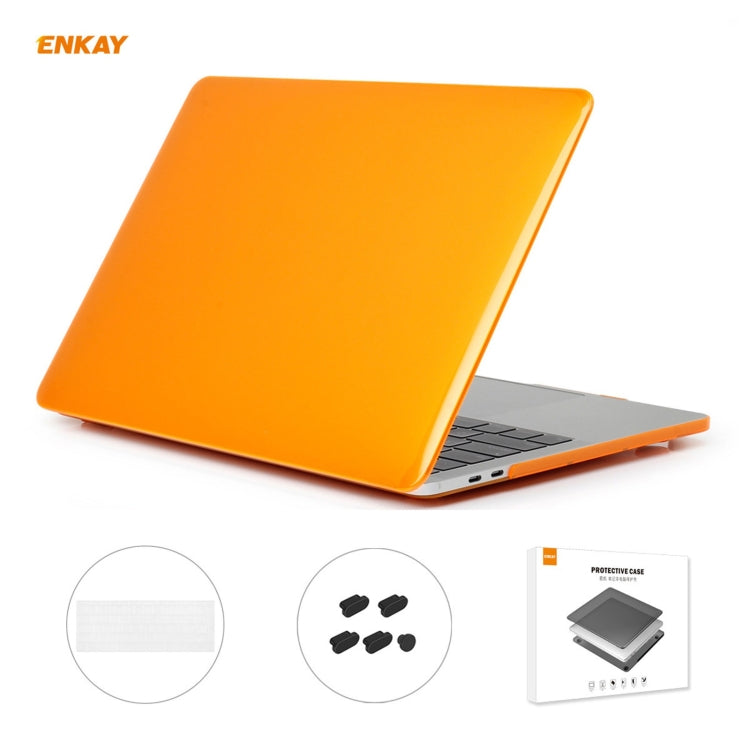 ENKAY 3 in 1 Crystal Laptop Protective Case + EU Version TPU Keyboard Film + Anti-dust Plugs Set for MacBook Pro 13.3 inch A1706 / A1989 / A2159 (with Touch Bar)(Orange) - MacBook Pro Cases by ENKAY | Online Shopping South Africa | PMC Jewellery | Buy Now Pay Later Mobicred