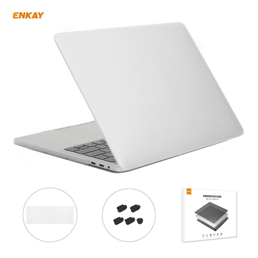 ENKAY 3 in 1 Matte Laptop Protective Case + US Version TPU Keyboard Film + Anti-dust Plugs Set for MacBook Pro 13.3 inch A1706 / A1989 / A2159 (with Touch Bar)(White) - MacBook Pro Cases by ENKAY | Online Shopping South Africa | PMC Jewellery | Buy Now Pay Later Mobicred