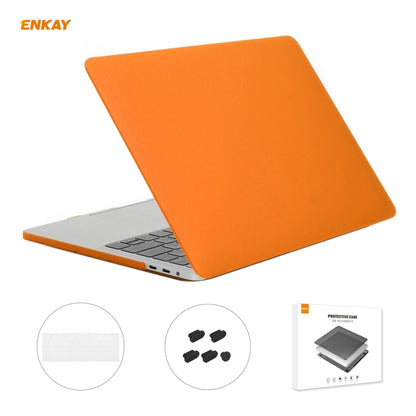 ENKAY 3 in 1 Matte Laptop Protective Case + EU Version TPU Keyboard Film + Anti-dust Plugs Set for MacBook Pro 13.3 inch A1706 / A1989 / A2159 (with Touch Bar)(Orange) - MacBook Pro Cases by ENKAY | Online Shopping South Africa | PMC Jewellery | Buy Now Pay Later Mobicred