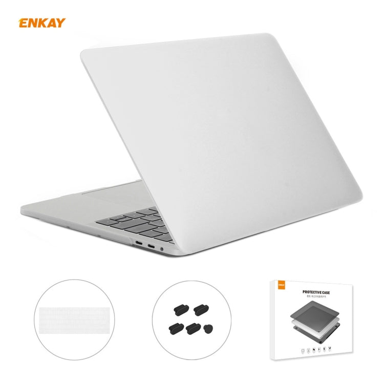 ENKAY 3 in 1 Matte Laptop Protective Case + EU Version TPU Keyboard Film + Anti-dust Plugs Set for MacBook Pro 13.3 inch A1706 / A1989 / A2159 (with Touch Bar)(White) - MacBook Pro Cases by ENKAY | Online Shopping South Africa | PMC Jewellery | Buy Now Pay Later Mobicred