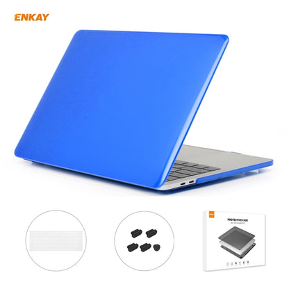 ENKAY 3 in 1 Crystal Laptop Protective Case + US Version TPU Keyboard Film + Anti-dust Plugs Set for MacBook Pro 13.3 inch A1706 / A1989 / A2159 (with Touch Bar)(Dark Blue) - MacBook Pro Cases by ENKAY | Online Shopping South Africa | PMC Jewellery | Buy Now Pay Later Mobicred