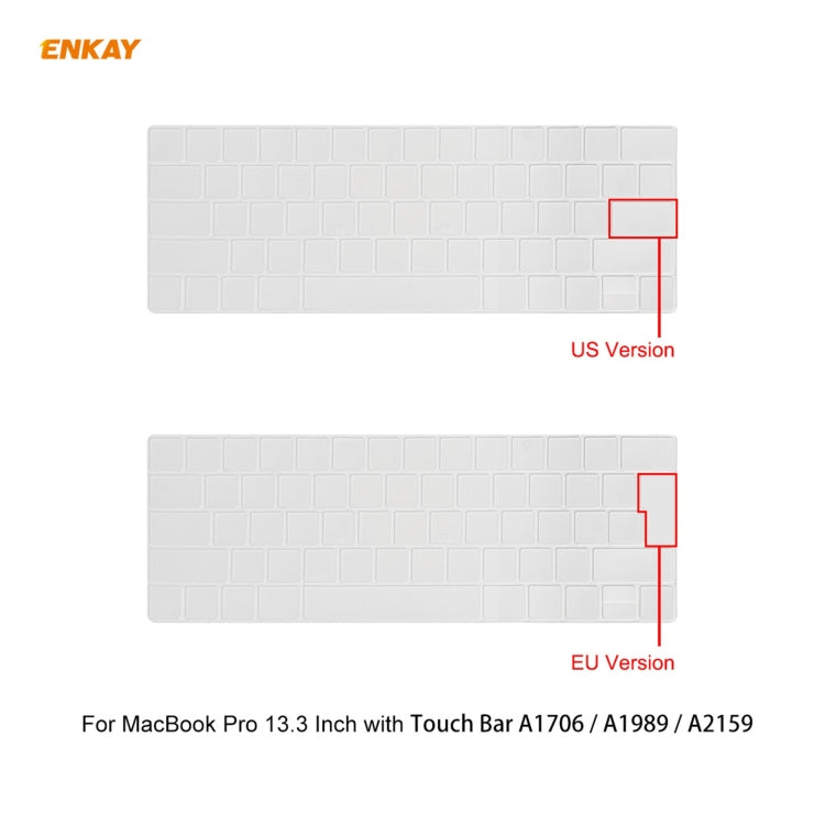 ENKAY 3 in 1 Crystal Laptop Protective Case + US Version TPU Keyboard Film + Anti-dust Plugs Set for MacBook Pro 13.3 inch A1706 / A1989 / A2159 (with Touch Bar)(Grey) - MacBook Pro Cases by ENKAY | Online Shopping South Africa | PMC Jewellery | Buy Now Pay Later Mobicred