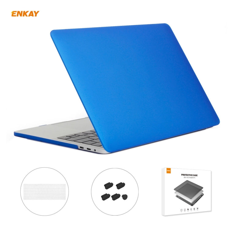 ENKAY 3 in 1 Matte Laptop Protective Case + US Version TPU Keyboard Film + Anti-dust Plugs Set for MacBook Pro 13.3 inch A1708 (without Touch Bar)(Dark Blue) - MacBook Pro Cases by ENKAY | Online Shopping South Africa | PMC Jewellery | Buy Now Pay Later Mobicred