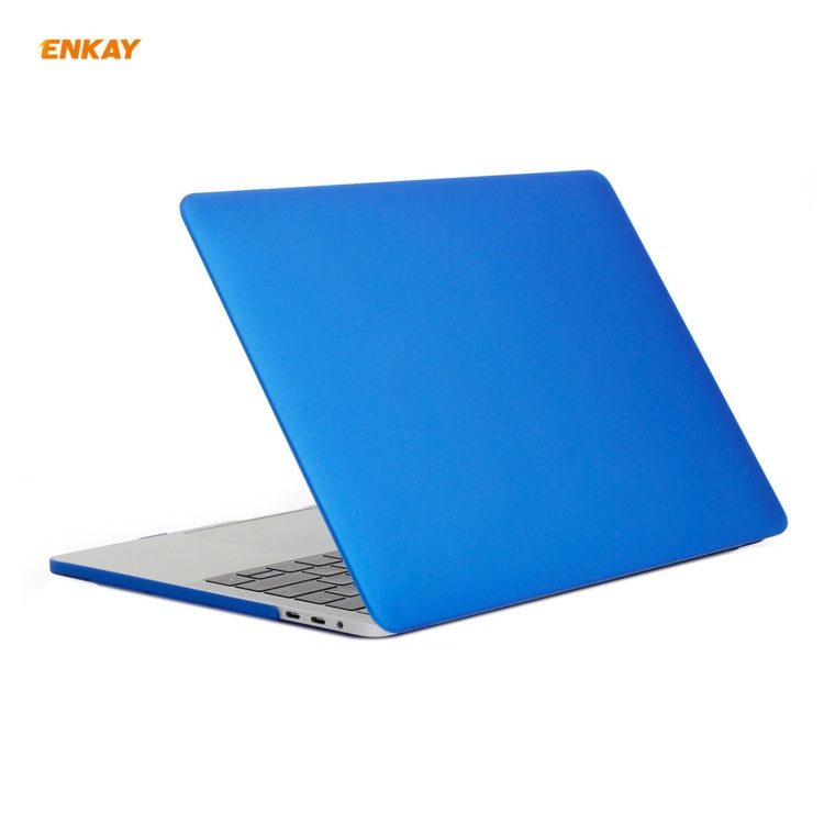 ENKAY 3 in 1 Matte Laptop Protective Case + EU Version TPU Keyboard Film + Anti-dust Plugs Set for MacBook Pro 15.4 inch A1707 & A1990 (with Touch Bar)(Dark Blue) - free shipping - PMC Jewellery - Order now!