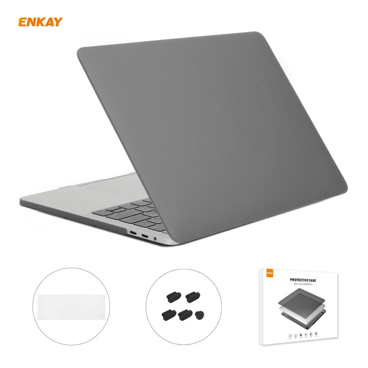 ENKAY 3 in 1 Matte Laptop Protective Case + EU Version TPU Keyboard Film + Anti-dust Plugs Set for MacBook Pro 15.4 inch A1707 & A1990 (with Touch Bar)(Grey) - free shipping - PMC Jewellery - Order now!