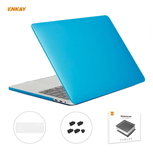 ENKAY 3 in 1 Matte Laptop Protective Case + EU Version TPU Keyboard Film + Anti-dust Plugs Set for MacBook Pro 15.4 inch A1707 & A1990 (with Touch Bar)(Light Blue) - MacBook Pro Cases by ENKAY | Online Shopping South Africa | PMC Jewellery | Buy Now Pay Later Mobicred