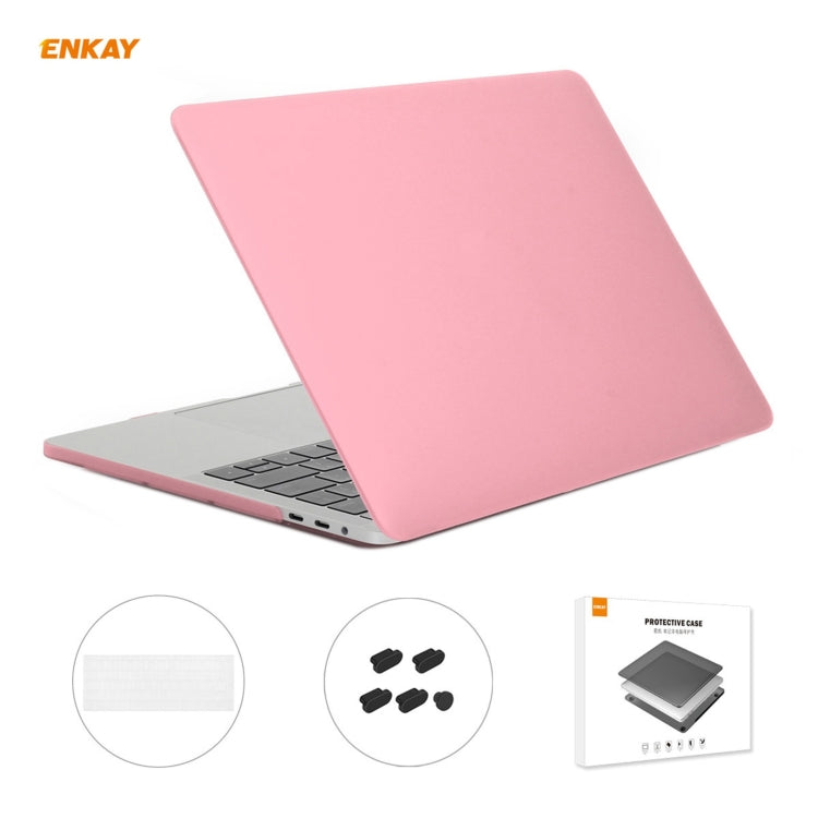 ENKAY 3 in 1 Matte Laptop Protective Case + EU Version TPU Keyboard Film + Anti-dust Plugs Set for MacBook Pro 15.4 inch A1707 & A1990 (with Touch Bar)(Pink) - MacBook Pro Cases by ENKAY | Online Shopping South Africa | PMC Jewellery | Buy Now Pay Later Mobicred