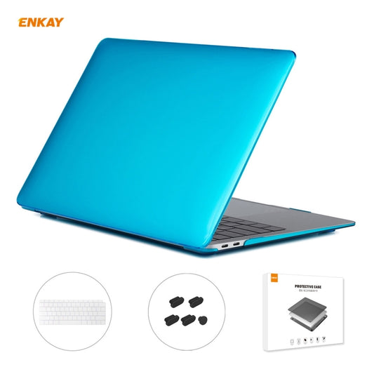 ENKAY 3 in 1 Crystal Laptop Protective Case + US Version TPU Keyboard Film + Anti-dust Plugs Set for MacBook Air 13.3 inch A1932 (2018)(Light Blue) - MacBook Air Cases by WIWU | Online Shopping South Africa | PMC Jewellery | Buy Now Pay Later Mobicred