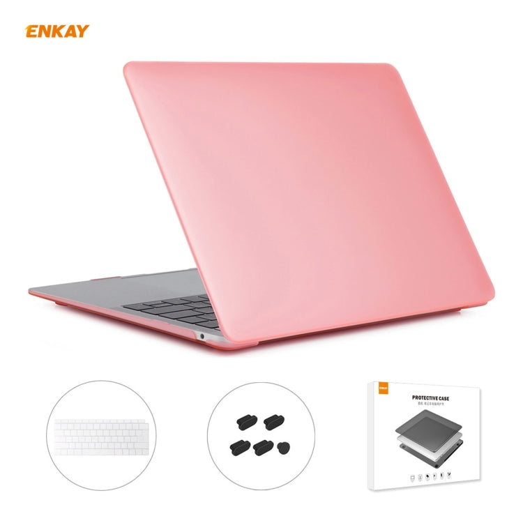 ENKAY 3 in 1 Matte Laptop Protective Case + EU Version TPU Keyboard Film + Anti-dust Plugs Set for MacBook Air 13.3 inch A1932 (2018)(Pink) - free shipping - PMC Jewellery - Order now!