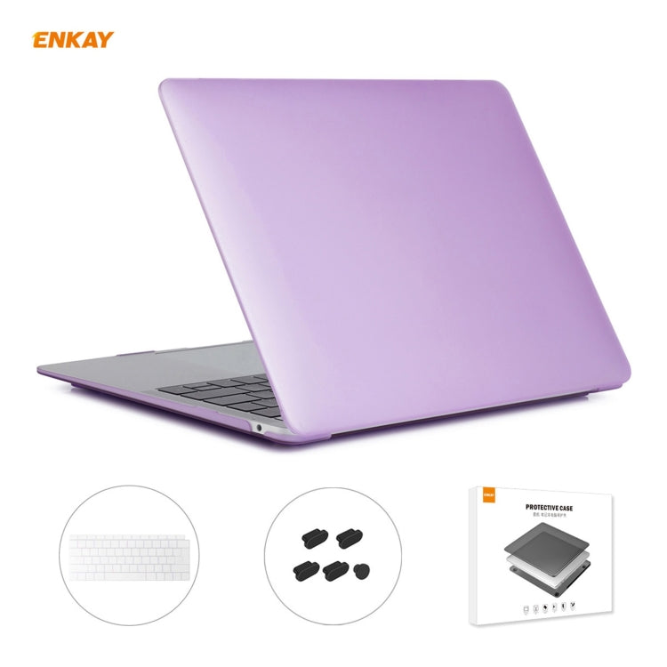 ENKAY 3 in 1 Matte Laptop Protective Case + EU Version TPU Keyboard Film + Anti-dust Plugs Set for MacBook Air 13.3 inch A1932 (2018)(Purple) - free shipping - PMC Jewellery - Order now!