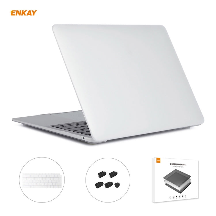 ENKAY 3 in 1 Matte Laptop Protective Case + EU Version TPU Keyboard Film + Anti-dust Plugs Set for MacBook Air 13.3 inch A1932 (2018)(White) - free shipping - PMC Jewellery - Order now!