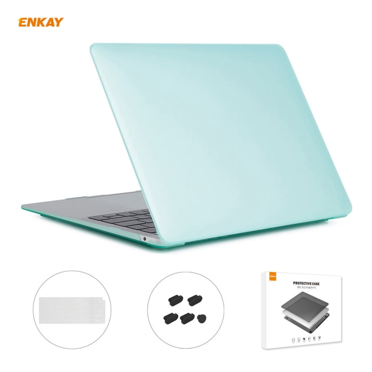 ENKAY 3 in 1 Matte Laptop Protective Case + EU Version TPU Keyboard Film + Anti-dust Plugs Set for MacBook Air 13.3 inch A2179 & A2337 (2020)(Green) - MacBook Pro Cases by ENKAY | Online Shopping South Africa | PMC Jewellery | Buy Now Pay Later Mobicred