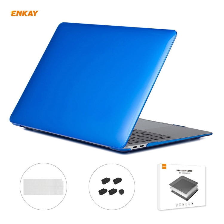 For MacBook Air 13.3 inch A2179 & A2337 2020 ENKAY 3 in 1 Crystal Laptop Protective Case + EU Version TPU Keyboard Film + Anti-dust Plugs Set(Dark Blue) - free shipping - PMC Jewellery - Order now!