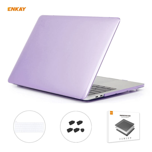 ENKAY 3 in 1 Crystal Laptop Protective Case + EU Version TPU Keyboard Film + Anti-dust Plugs Set for MacBook Pro 13.3 inch A2251 & A2289 & A2338 (with Touch Bar)(Purple) - MacBook Pro Cases by ENKAY | Online Shopping South Africa | PMC Jewellery | Buy Now Pay Later Mobicred