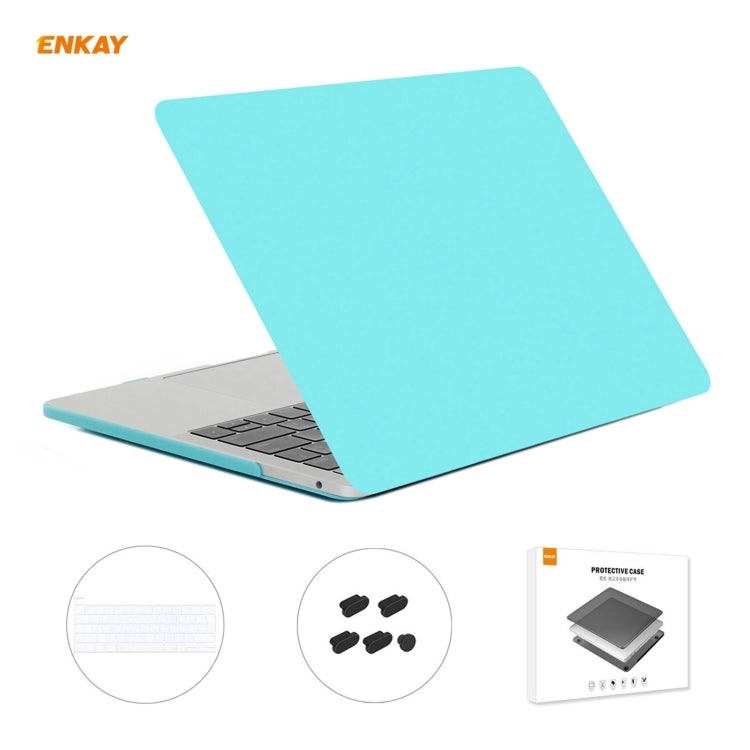 ENKAY 3 in 1 Matte Laptop Protective Case + EU Version TPU Keyboard Film + Anti-dust Plugs Set for MacBook Pro 13.3 inch A2251 & A2289 & A2338 (with Touch Bar)(Cyan) - MacBook Pro Cases by ENKAY | Online Shopping South Africa | PMC Jewellery | Buy Now Pay Later Mobicred