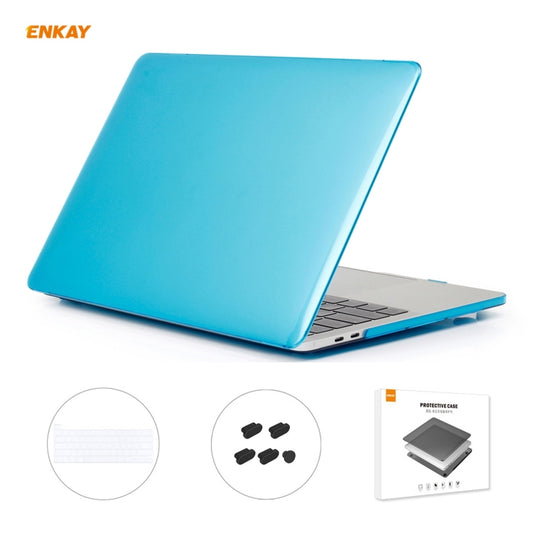 ENKAY 3 in 1 Crystal Laptop Protective Case + EU Version TPU Keyboard Film + Anti-dust Plugs Set for MacBook Pro 16 inch A2141 (with Touch Bar)(Light Blue) - MacBook Pro Cases by ENKAY | Online Shopping South Africa | PMC Jewellery | Buy Now Pay Later Mobicred