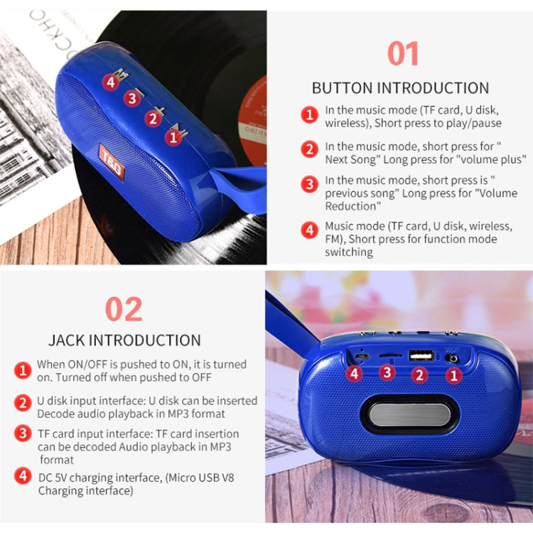 T&G TG173 TWS Subwoofer Bluetooth Speaker With Braided Cord, Support USB / AUX / TF Card / FM(Green) - free shipping - PMC Jewellery - Order now!