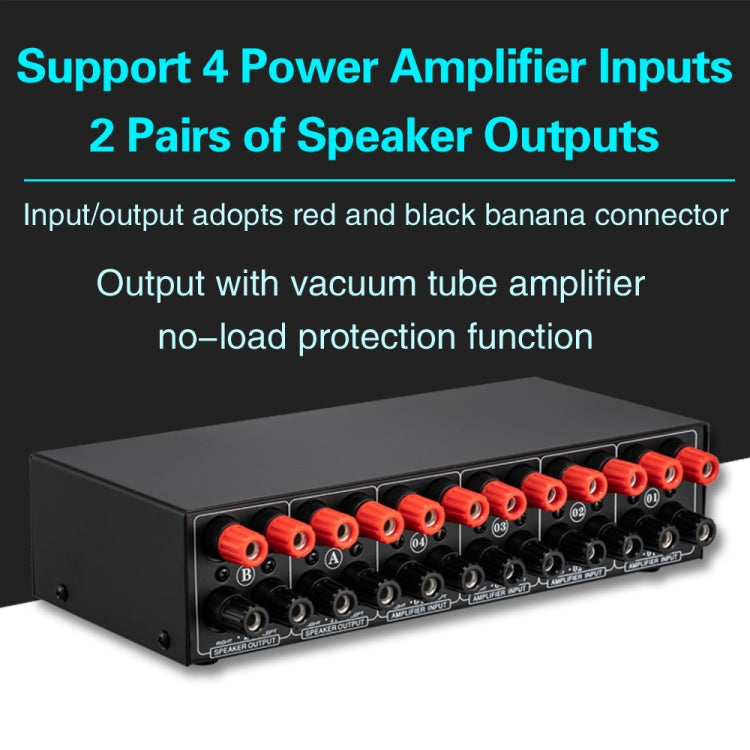 B042 4-in 2-out Power Amplifier Sound Switcher Loudspeaker Switch Distributor, 300W Per Channel Lossless Sound Quality - free shipping - PMC Jewellery - Order now!