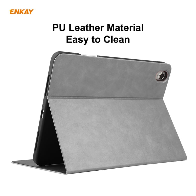 ENKAY ENK-8024 Cow Texture PU Leather + TPU Smart Case with Pen Slot foriPad Air 2022 / 2020 10.9 / iPad Pro 11 (2018)(Grey) - free shipping - PMc TechLife - Order now!