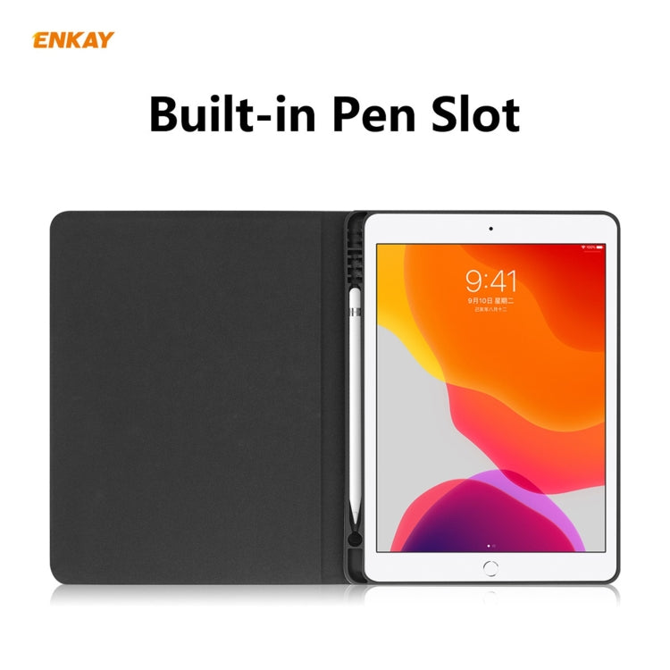 For iPad 10.2 2021 / 2020 / 2019 ENKAY ENK-8023 Cow Texture PU Leather + TPU Smart Case with Pen Slot(Grey) - free shipping - PMc TechLife - Order now!