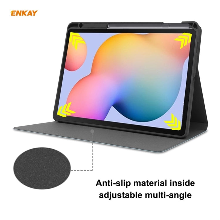 ENKAY ENK-8025 Cow Texture PU Leather + TPU Smart Case with Pen Slot for Samsung Galaxy Tab S6 Lite P610 / P615 / Tab S6 Lite 2022 / P613 / P619(Green) - free shipping - PMc TechLife - Order now!