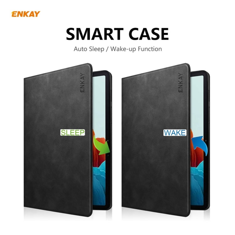 ENKAY ENK-8026 Cow Texture PU Leather + TPU Smart Case with Pen Slot for Samsung Galaxy Tab S8 / Galaxy Tab S7 11.0 T870 / T875(Black) - free shipping - PMc TechLife - Order now!