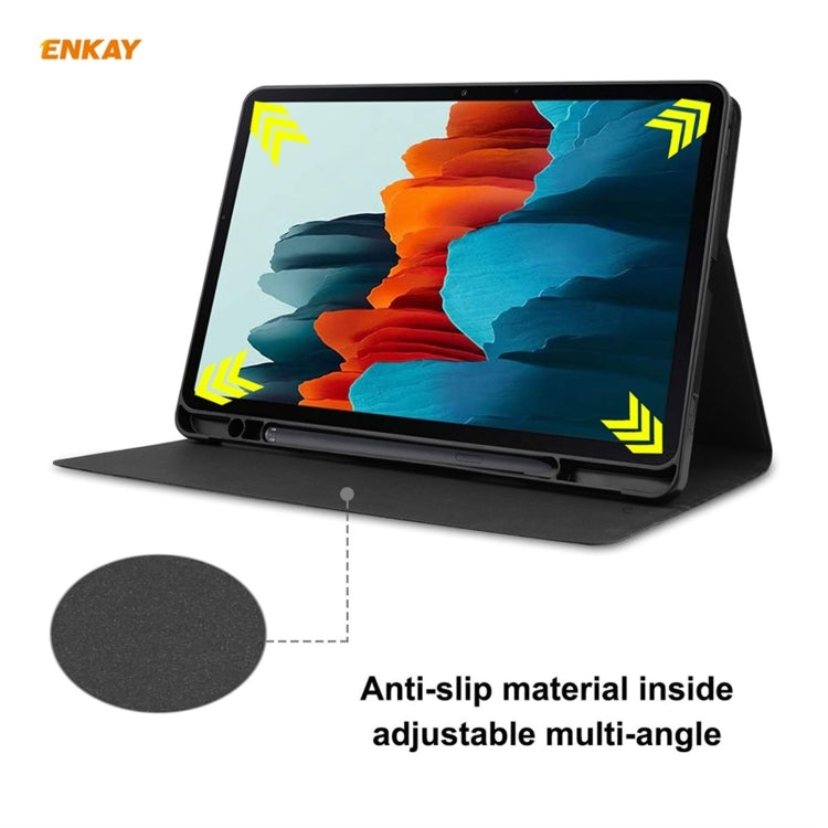 ENKAY ENK-8026 Cow Texture PU Leather + TPU Smart Case with Pen Slot for Samsung Galaxy Tab S8 / Galaxy Tab S7 11.0 T870 / T875(Black) - free shipping - PMc TechLife - Order now!