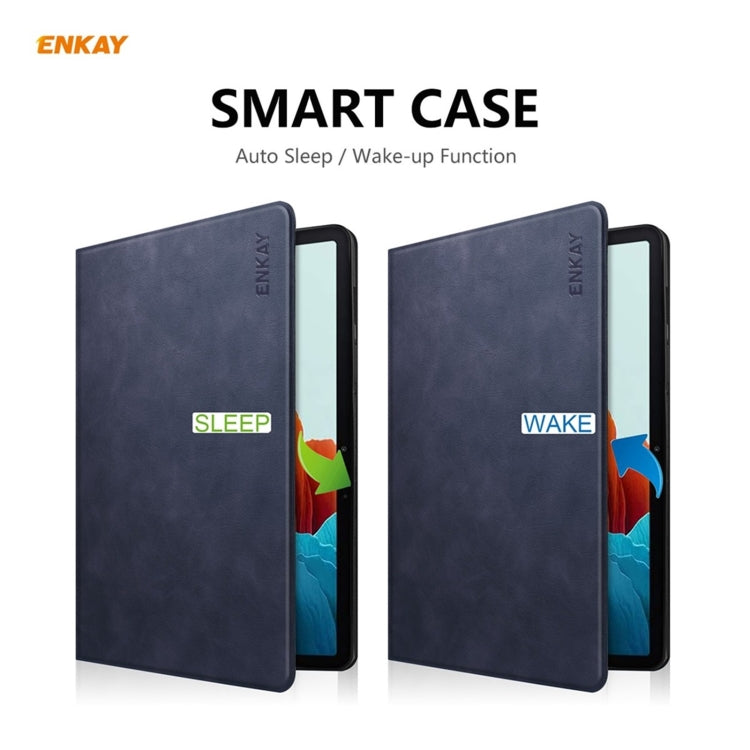 ENKAY ENK-8026 Cow Texture PU Leather + TPU Smart Case with Pen Slot for Samsung Galaxy Tab S8 / Galaxy Tab S7 11.0 T870 / T875(Dark Blue) - free shipping - PMc TechLife - Order now!