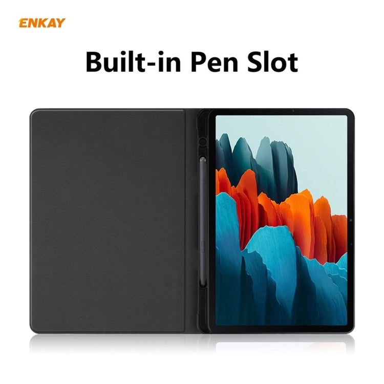 ENKAY ENK-8026 Cow Texture PU Leather + TPU Smart Case with Pen Slot for Samsung Galaxy Tab S8 / Galaxy Tab S7 11.0 T870 / T875(Black) - free shipping - PMc TechLife - Order now!