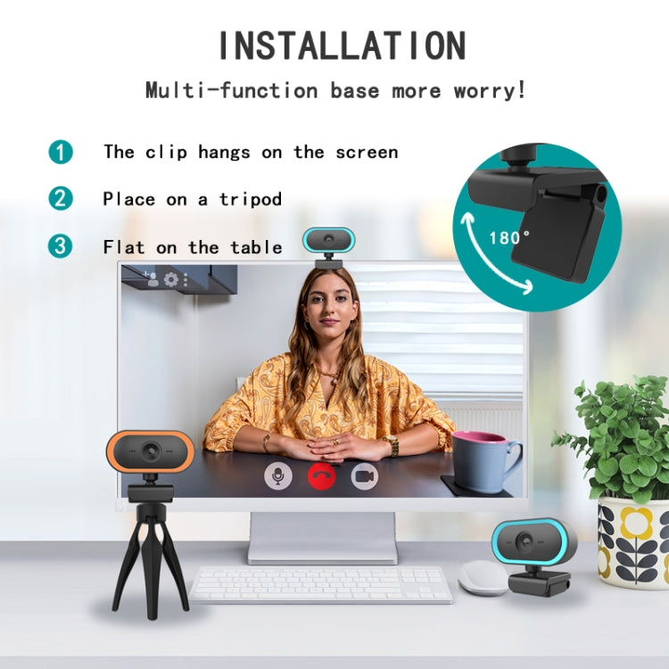 C11 2K Picture Quality HD Without Distortion 360 Degrees Rotate Built-in Microphone Sound Clear Webcams with Tripod(Blue) - HD Camera by PMC Jewellery | Online Shopping South Africa | PMC Jewellery | Buy Now Pay Later Mobicred