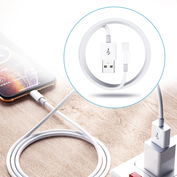 Dual USB Portable Travel Charger + 1 Meter USB to 8 Pin Data Cable, US Plug(White) - Normal Style Cable by PMC Jewellery | Online Shopping South Africa | PMC Jewellery | Buy Now Pay Later Mobicred