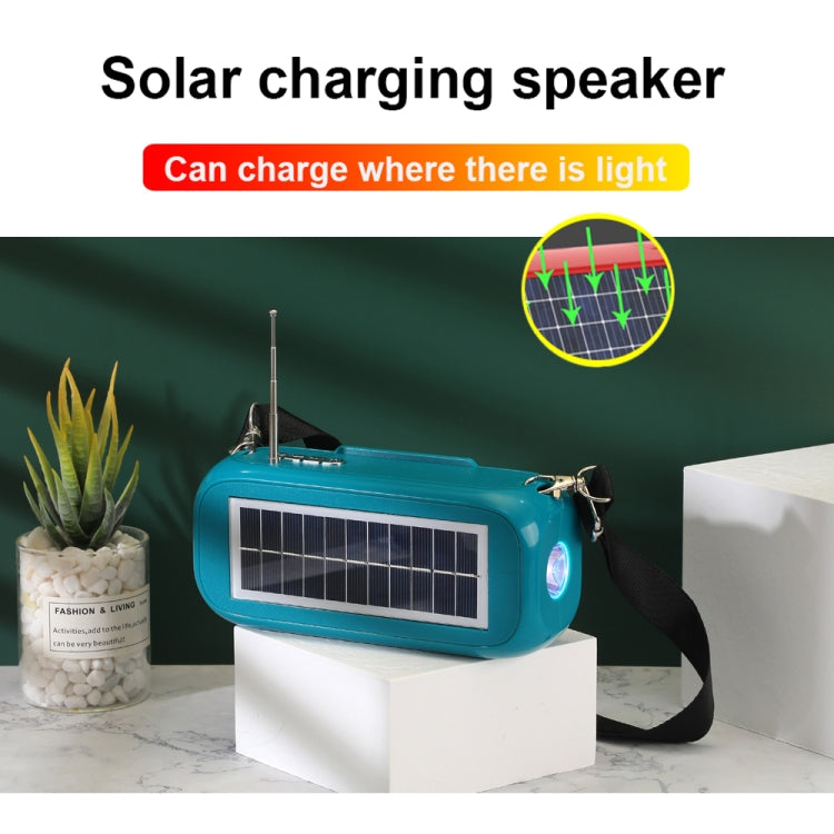 T&G TG613 TWS Solar Portable Bluetooth Speakers with LED Flashlight, Support TF Card / FM / AUX / U Disk(Green) - Desktop Speaker by T&G | Online Shopping South Africa | PMC Jewellery | Buy Now Pay Later Mobicred