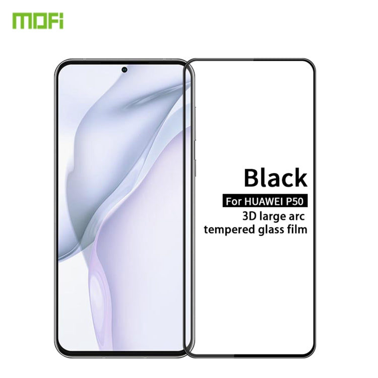 For Huawei P50 MOFI 9H 3D Explosion-proof Curved Screen Tempered Glass Film(Black) - Huawei Tempered Glass by MOFI | Online Shopping South Africa | PMC Jewellery