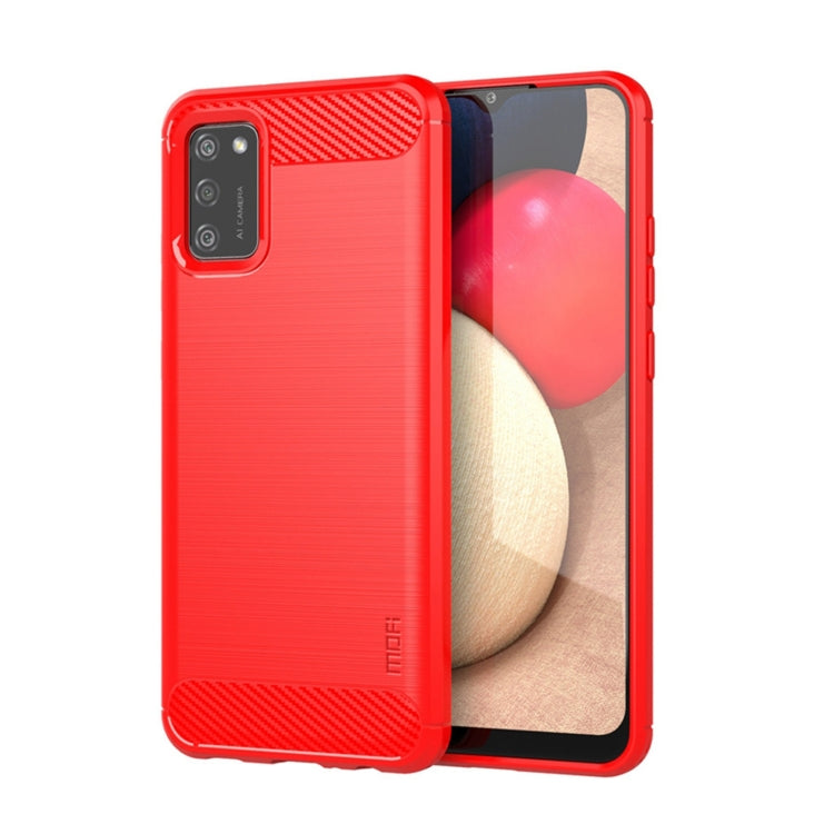 For Samsung Galaxy A02s/M02s/F02s(EU Version) MOFI Gentleness Series Brushed Texture Carbon Fiber Soft TPU Case(Red) - Galaxy Phone Cases by MOFI | Online Shopping South Africa | PMC Jewellery