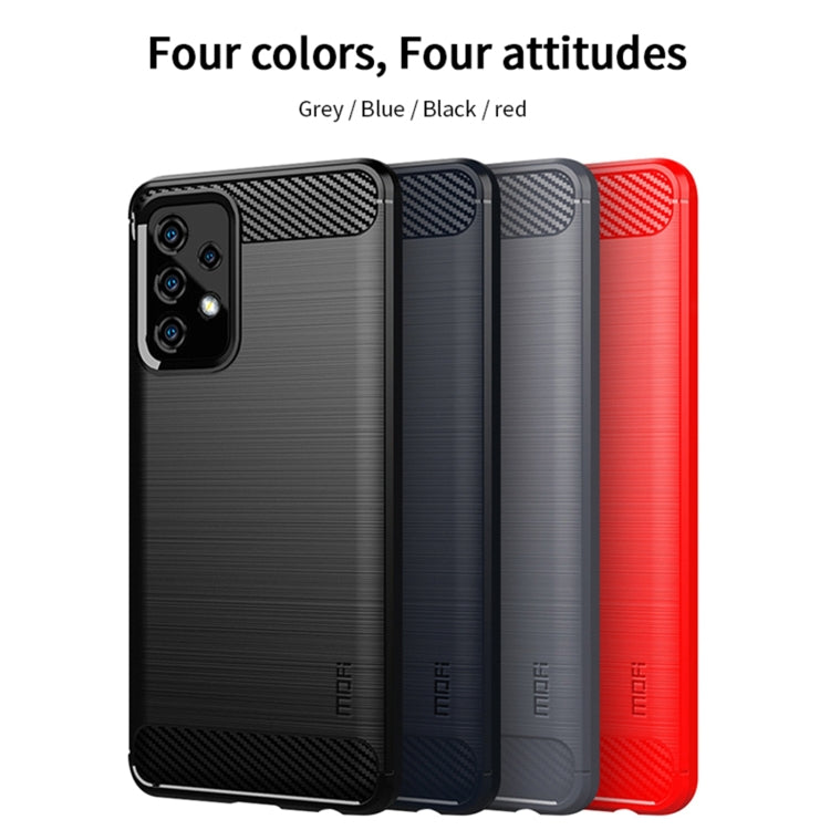 For Samsung Galaxy A52 5G/4G MOFI Gentleness Series Brushed Texture Carbon Fiber Soft TPU Case(Blue) - free shipping - PMC TechLife - Order now!
