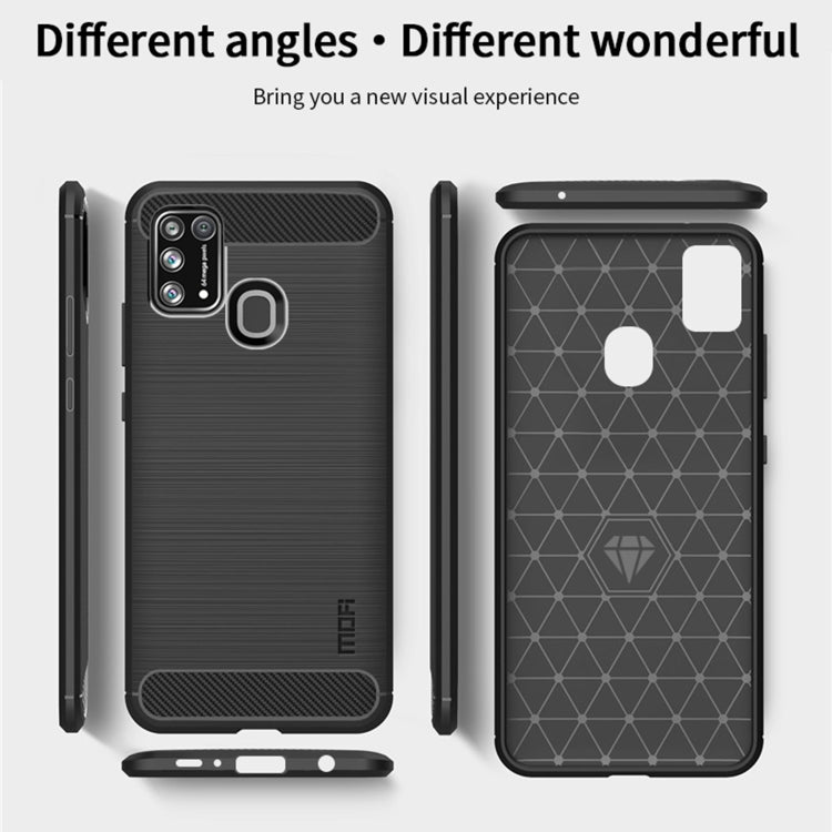 For Samsung Galaxy M31/ F41/ M21s/ M31 Prime MOFI Gentleness Series Brushed Texture Carbon Fiber Soft TPU Case(Black) - Galaxy Phone Cases by MOFI | Online Shopping South Africa | PMC Jewellery