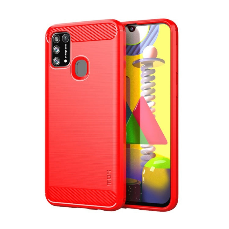 For Samsung Galaxy M31/ F41/ M21s/ M31 Prime MOFI Gentleness Series Brushed Texture Carbon Fiber Soft TPU Case(Red) - Galaxy Phone Cases by MOFI | Online Shopping South Africa | PMC TechLife