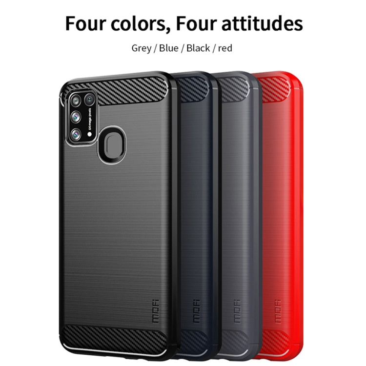 For Samsung Galaxy M31/ F41/ M21s/ M31 Prime MOFI Gentleness Series Brushed Texture Carbon Fiber Soft TPU Case(Red) - Galaxy Phone Cases by MOFI | Online Shopping South Africa | PMC Jewellery