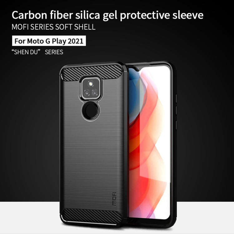 For Motorola Moto G Play 2021 MOFI Gentleness Series Brushed Texture Carbon Fiber Soft TPU Case(Black) - Motorola Cases by MOFI | Online Shopping South Africa | PMC Jewellery