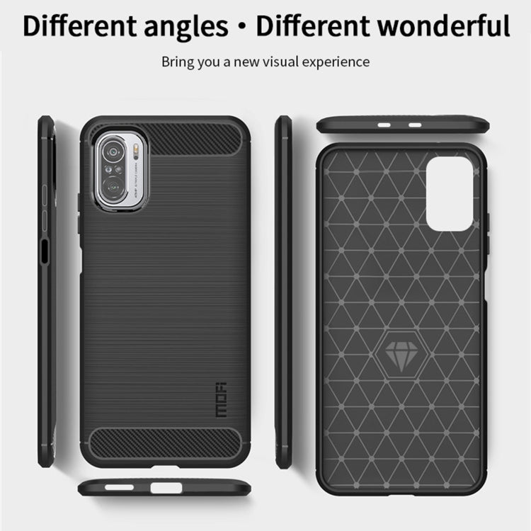 For Xiaomi Redmi K40 / K40 Pro / K40 Pro+ / Poco F3 MOFI Gentleness Series Brushed Texture Carbon Fiber Soft TPU Case(Blue) - Xiaomi Cases by MOFI | Online Shopping South Africa | PMC TechLife | Buy Now Pay Later Mobicred