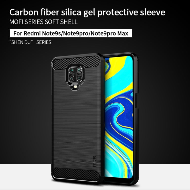 For Xiaomi Redmi Note 9s / Note 9 Pro / Note 9 Pro Max / Foco M2 Pro MOFI Gentleness Series Brushed Texture Carbon Fiber Soft TPU Case(Blue) - Xiaomi Cases by MOFI | Online Shopping South Africa | PMC Jewellery