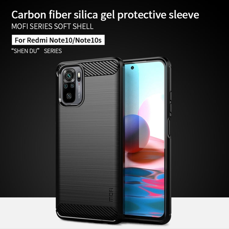 For Xiaomi Redmi Note 10 / Note 10S MOFI Gentleness Series Brushed Texture Carbon Fiber Soft TPU Case(Black) - Xiaomi Cases by MOFI | Online Shopping South Africa | PMC TechLife | Buy Now Pay Later Mobicred