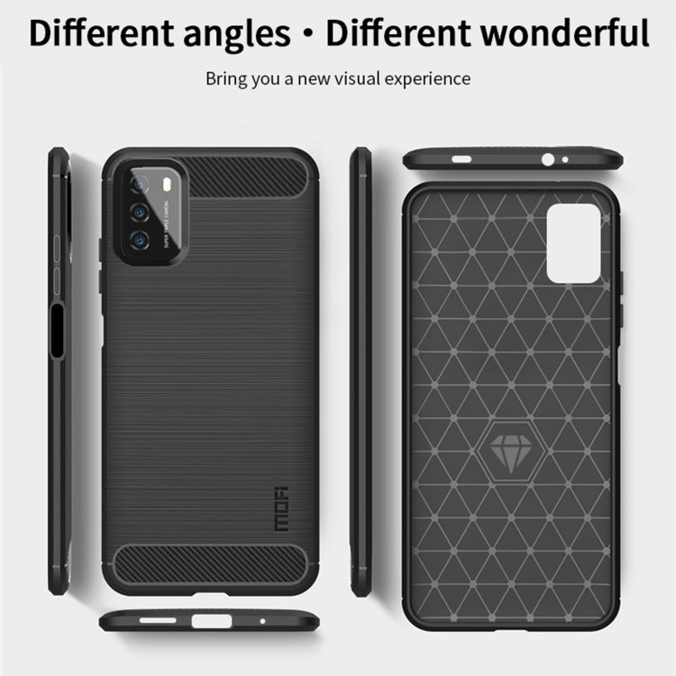 For Xiaomi Poco M3 / Redmi 9T MOFI Gentleness Series Brushed Texture Carbon Fiber Soft TPU Case(Blue) - free shipping - PMC TechLife - Order now!