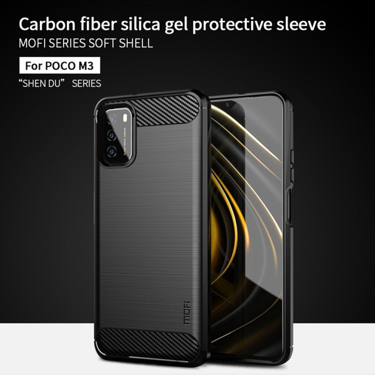 For Xiaomi Poco M3 / Redmi 9T MOFI Gentleness Series Brushed Texture Carbon Fiber Soft TPU Case(Red) - Xiaomi Cases by MOFI | Online Shopping South Africa | PMC TechLife | Buy Now Pay Later Mobicred