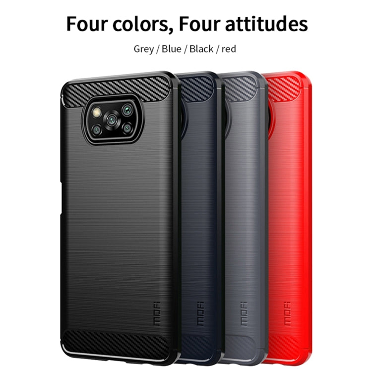 For Xiaomi POCO X3 / X3 NFC MOFI Gentleness Series Brushed Texture Carbon Fiber Soft TPU Case(Blue) - Xiaomi Cases by MOFI | Online Shopping South Africa | PMC TechLife | Buy Now Pay Later Mobicred