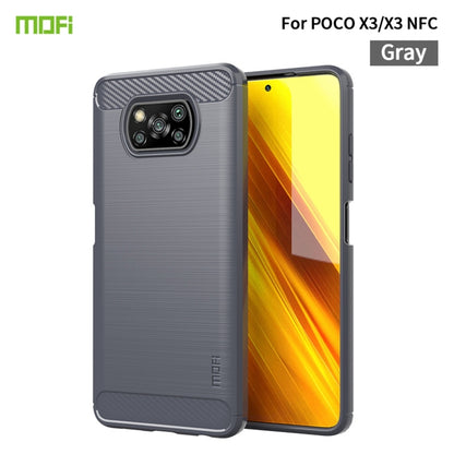 For Xiaomi POCO X3 / X3 NFC MOFI Gentleness Series Brushed Texture Carbon Fiber Soft TPU Case(Grey) - Xiaomi Cases by MOFI | Online Shopping South Africa | PMC Jewellery