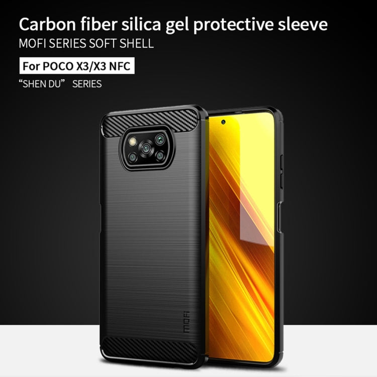 For Xiaomi POCO X3 / X3 NFC MOFI Gentleness Series Brushed Texture Carbon Fiber Soft TPU Case(Red) - Xiaomi Cases by MOFI | Online Shopping South Africa | PMC TechLife | Buy Now Pay Later Mobicred