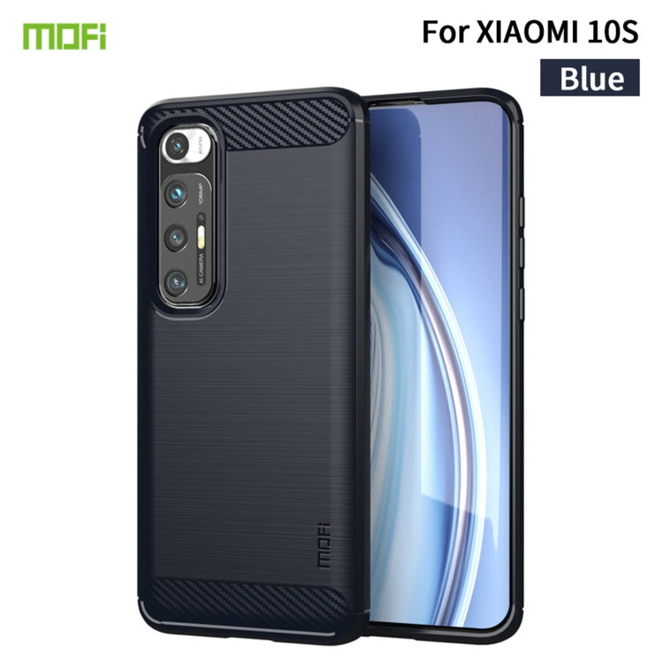 For Xiaomi Mi 10S MOFI Gentleness Series Brushed Texture Carbon Fiber Soft TPU Case(Blue) - Xiaomi Cases by MOFI | Online Shopping South Africa | PMC Jewellery