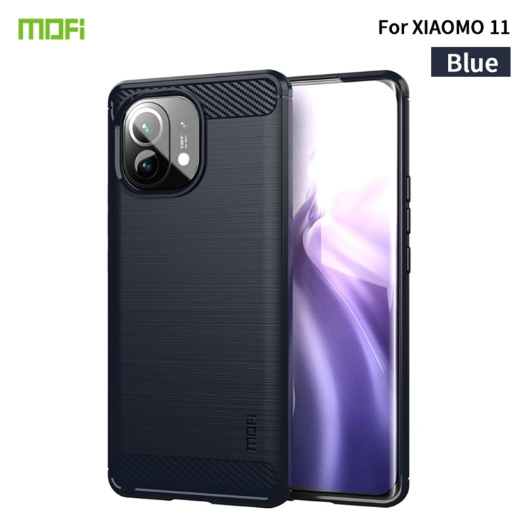 For Xiaomi Mi 11 MOFI Gentleness Series Brushed Texture Carbon Fiber Soft TPU Case(Blue) - Xiaomi Cases by MOFI | Online Shopping South Africa | PMC Jewellery